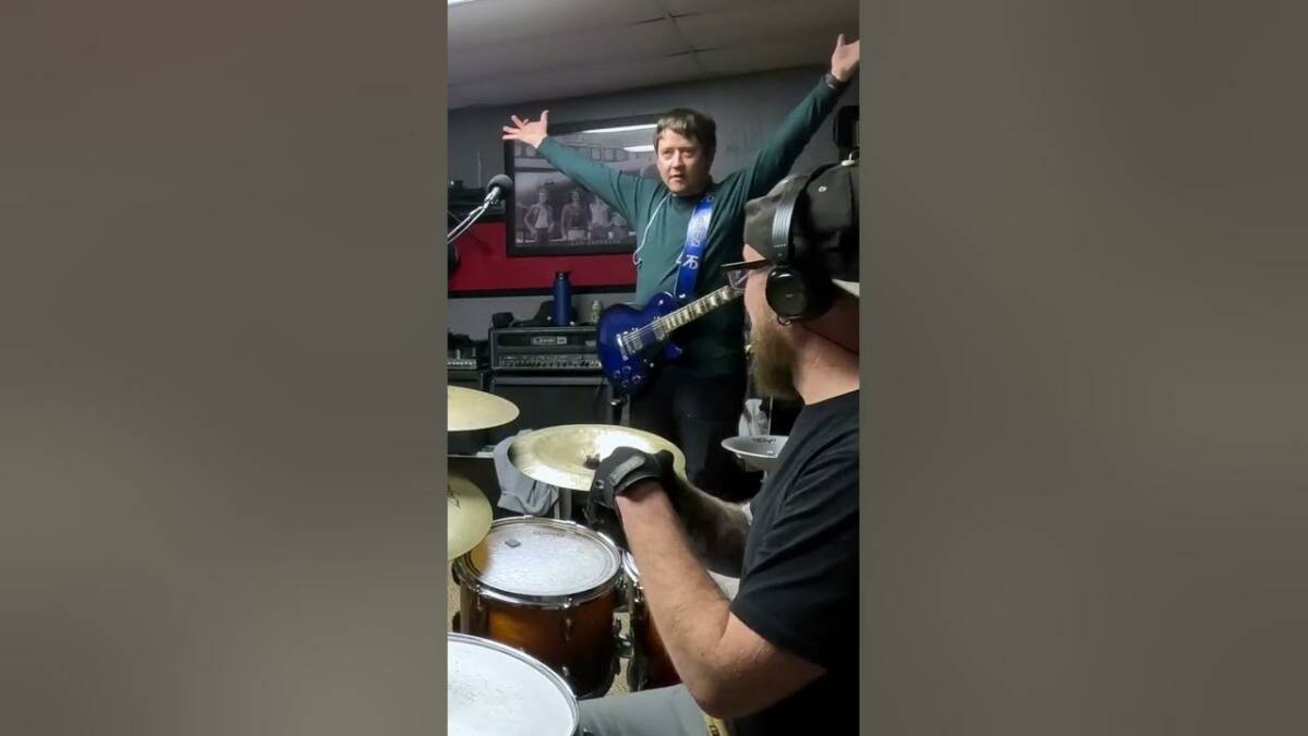 The Aaron Traffas Band practices rock music near Wichita in Cheney Kansas