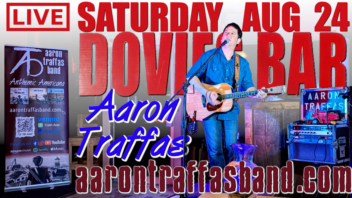 Aaron Traffas playing live music in south central Kansas at Dovie's Bar in Kiowa