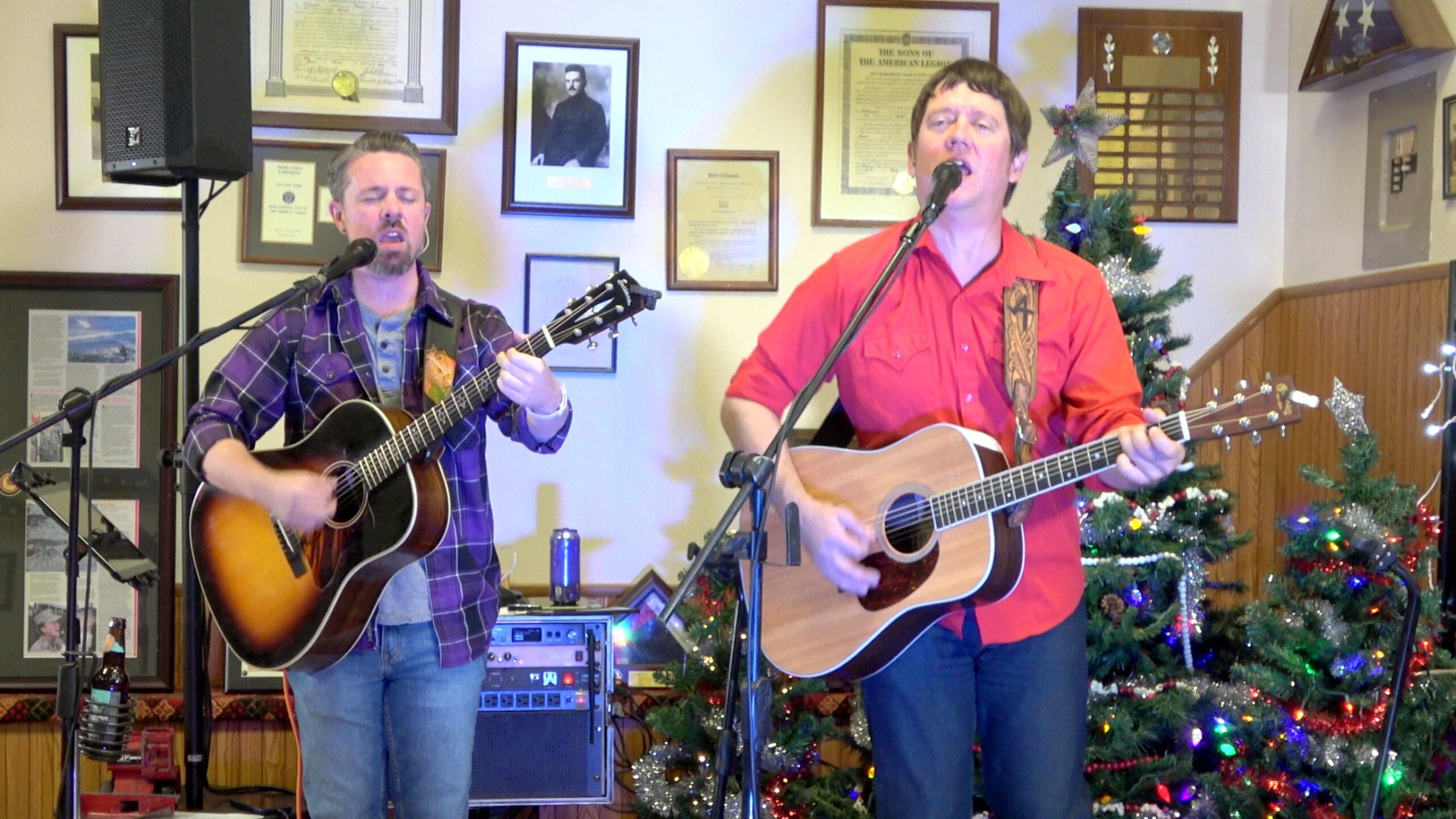 Aaron Traffas and Keegan Han playing live music in Ellinwood, Kansas