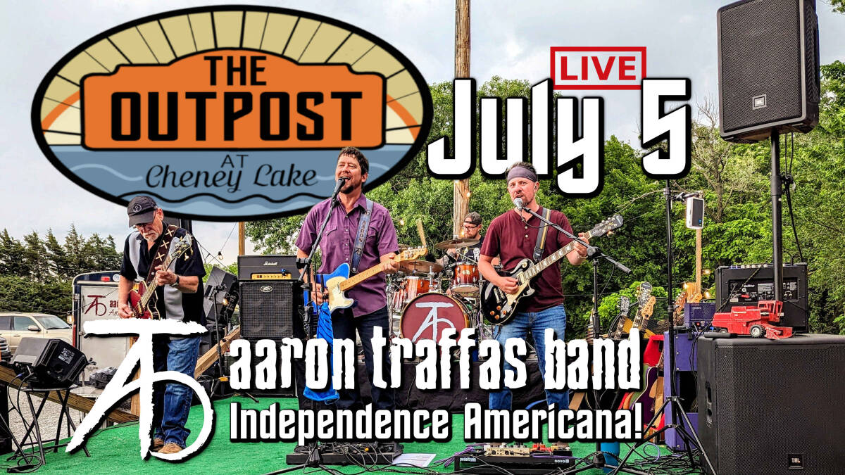 Aaron Traffas Band to play live music in Cheney Kansas on July 5 2025